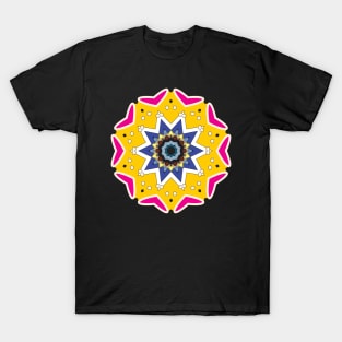 Golden unicorn Mandala art Sunflower modern repeated pattern T-Shirt